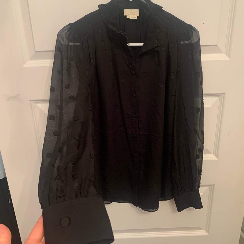 kate spade black blouse long sleeve size small